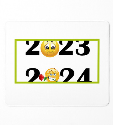 HopOffer Bye 2023 Welcome 2024, New Year Printed Mousepad Non Slip Base Mousepad(White)