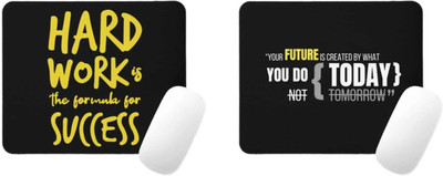 GLANZLICH Set of 2 Mouse Pads| Inspirational Desk Mat Combo for Office|STUDY| Non Slip Base Mousepad(Black)
