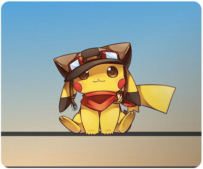PrintingZone Compatible Print Pikachu Mouse Pad (8 inch X 7 inch) (MP-226) Non Slip Base Mousepad(Black)