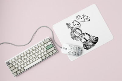 Rushaan Musical instrument - Printed Mousepads For Music Lovers Non Slip Base Mousepad(White)