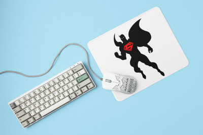 Rushaan Superman in black - Printed animated Mousepad for animation lovers Non Slip Base Mousepad(White)
