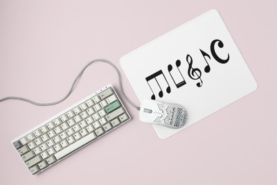 Rushaan Sixteenth note Printed Mousepads For Music Lovers Non Slip Base Mousepad(White)