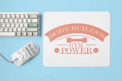 Rushaan Body Builder, Gym Power,(BG Orange) - Printed Mousepad Non Slip Base Mousepad(White)