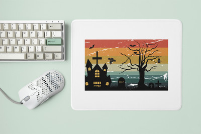 Special Trend Hub Halloween-Halloween theme printed white gaming mousepad Non Slip Base Mousepad(White)
