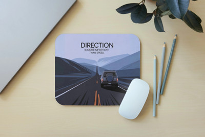 Zipcartz Direction Over Speed Motivational Quotes Mousepad for Office , Study Table Non Slip Base Mousepad(Grey & Black)