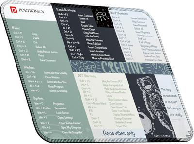 Portronics Comfipad 3 Mouse Pad, Windows Shortcuts Design, Non-Slip Base, Stitched Edges, Non Slip Base Mousepad(Multicolor)