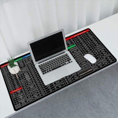 ANSOL Mouse Pad Shortcut Keys Desk Mats for Office Non Slip Base Mousepad Non Slip Base Mousepad(Black)