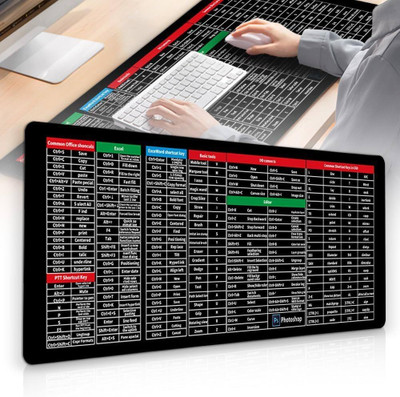 SHREEJI ENTERPRISE English Shortcut Keys Desk pad Large Computer Mouse Mat Mousepad (Black1) Non Slip Base Dual Sided Mousepad(Multicolor)