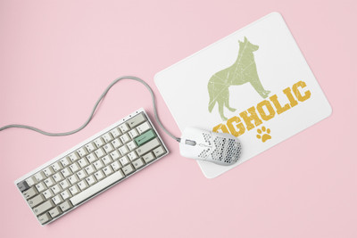 Rushaan Dogholic Yellow Text -printed Mousepads for pet lovers Mousepad(White)