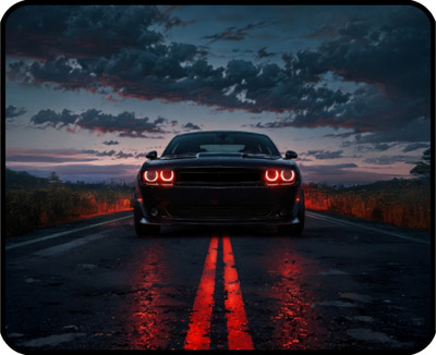 KAIZER Car Black Themed HD Print Stitched Mousepad For Laptop/PC Non Slip Base Mousepad(Multicolor)