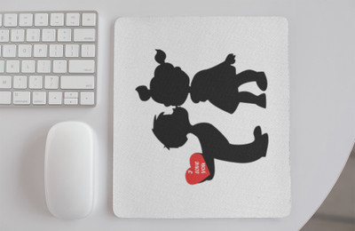 Rushaan Boy Kissing Girl -Printed Mousepads Non Slip Base Mousepad(White)