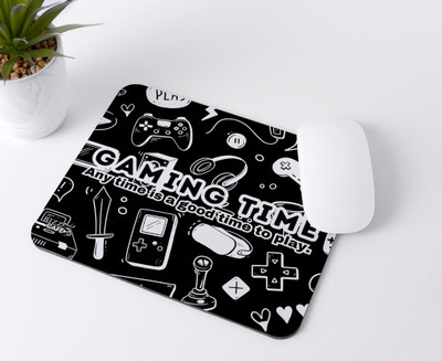 Bizzcafe vibrant themed gaming anti-slip mouse pad perfect for computer & laptop setups Non Slip Base Mousepad(Black White)