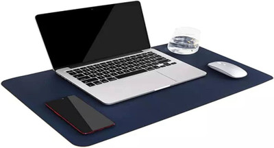 VITEVER Desk Pad Protector Waterproof Pu Desk Mat for Professionals Mousepad Desktop Mat Non Slip Base Dual Sided Mousepad(Black, Blue)