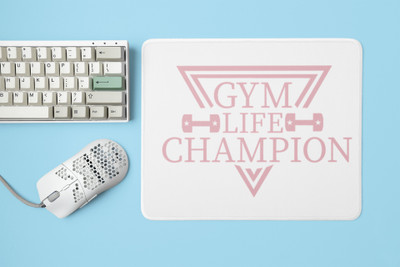 Rushaan Gym Life Champion (BG Pink) - Printed Mousepad Non Slip Base Mousepad(White)