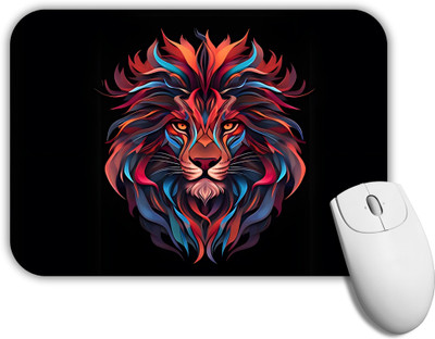 GROOFIEZ Lion Printed Mouse Pad Non-Slip Rubber Base for PC Laptop (9x7 inch) Non Slip Base Mousepad(Black)