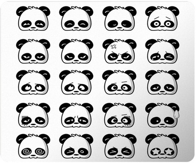 PrintingZone Compatible Print Panda Mouse Pad (8 inch X 7 inch) (MP-207) Mousepad(Black)