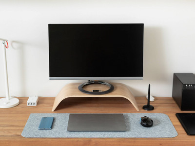 TIERNO Felt Desk Pad Office Desk Mat Extra Large Gray Mouse Pad Non Slip Base Dual Sided Mousepad(Light Grey&90X30 Cm)