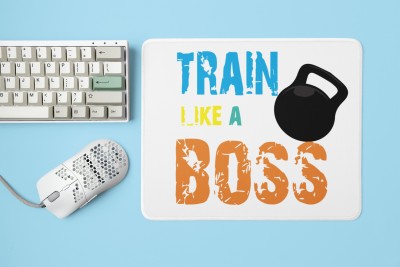 Rushaan Train Like A Boss, (BG White, Yellow, Green and Orange) - Printed Mousepad Mousepad(White)