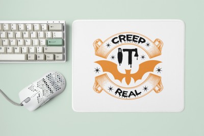 Rushaan Creep it real-Bat(BG Orange)-Halloween Theme Mousepads Mousepad(White)
