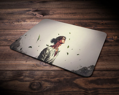 Authentic Eren Yeager Anime Mouse Pad,Smooth Mouse Control for Laptop & computer (9x7inch) Non Slip Base Mousepad(White)