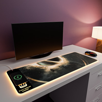JCBL Accessories 2-IN-1 RGB Mouse Pad with 15W Wireless Charger For Office & Home Gaming Keyboard Non Slip Base Mousepad(The Black Hole)