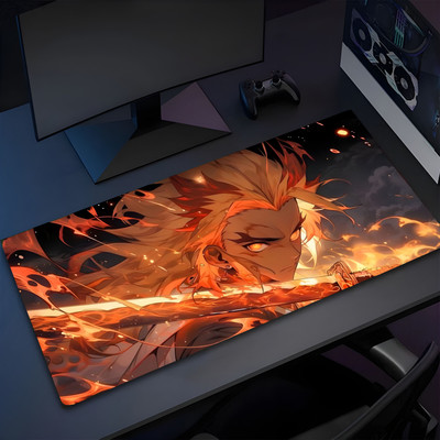 Eshaaver Laptop & Desktop Mat Kyojuro Rengoku Animie Print Anti-Fray Cloth & Spill Proof Mousepad(Multicolor)