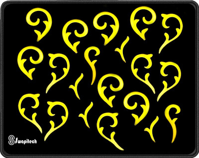 SWAPITECH Non-Slip Rubber Base Waterproof, Size 250x200x4mm Gaming Non Slip Base Mousepad(Black, Yellow)