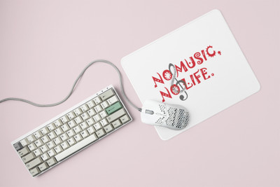 Rushaan No Music No Life - Printed Mousepads For Music Lovers Non Slip Base Mousepad(White)