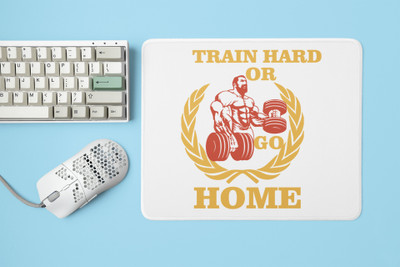 Rushaan Train Hard Or Go Home, (BG Yellow, White and Red) - Printed Mousepad Non Slip Base Mousepad(White)