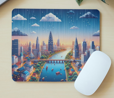 KLEDINGWINKEL raining city Non Slip Base Mousepad(Multicolor)