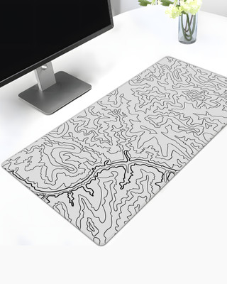 Teesown White Canyon Stitched Large Deskmat Non Slip Base Mousepad(Stitched White)
