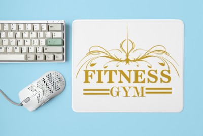 MiTrends Fitness Gym, 2 Dashes (BG Golden) - Printed Mousepad (20cm x 18cm) Mousepad(White)