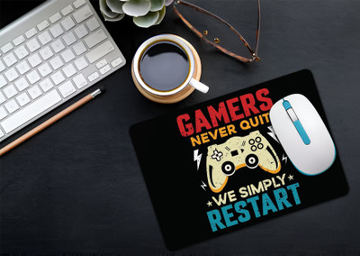 Raikamal Mouse Pad | Gamer Never Quits_We Simply Restart | Non Slip Base Mousepad(Multicolor)