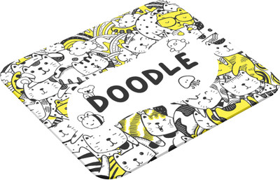 Printio White & Yellow Cat Doodle – Cute Design, Smooth Non Slip Base Mousepad(Yellow)