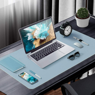 HomeHunt Desk Mousepad Extended Waterproof Microfiber Gaming Keyboard Waterproof Non Slip Base Mousepad(Light Blue)
