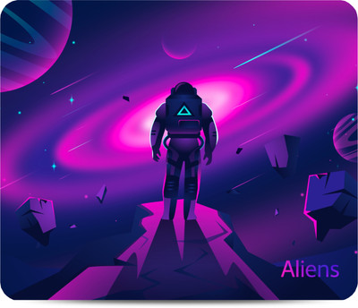 Aliens Gaming Mouse Pad, Precision, Non-Slip Rubber Base, Smooth Cloth Surface, Space Non Slip Base Mousepad(Purple)