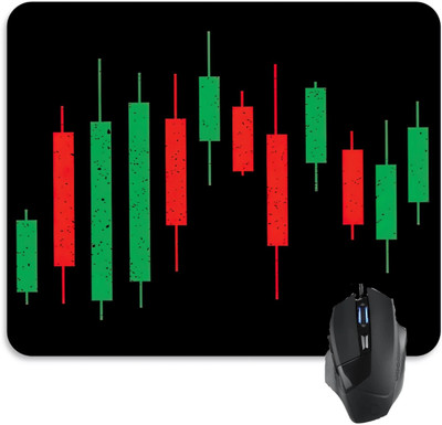 JOJO TRADERS stock market candle desing mouse pad for tradder Non Slip Base Mousepad(Black)