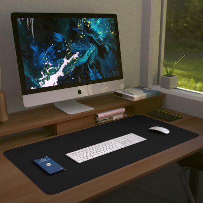 VITEVER Desk Pad Protector Waterproof Pu Desk Mat for Professionals Mousepad Desktop Mat Non Slip Base Dual Sided Mousepad(Black)