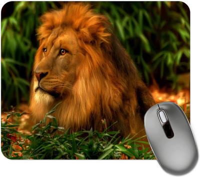 dk printing Lion in Night View Printed Mouse Pad Mousepad(Black)