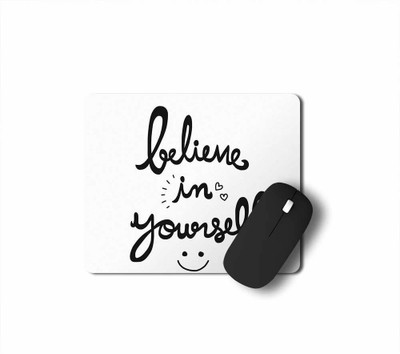 Tee Mafia I belive in yourself Non Slip Base Dual Sided Mousepad(White, Black)