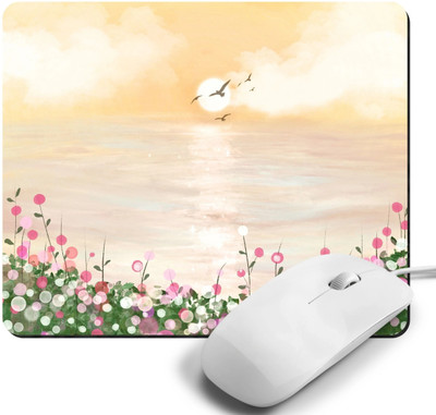 Printile MOUSE PAD 0.83 Non Slip Base Mousepad(Off White&Green&Red)