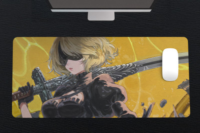 ZeraCustoms Aesthetic Desk Mat Large (60cm x 28cm x 3mm) Extended Mouse Pad, Desk Mat Non Slip Base Mousepad(Yellow)