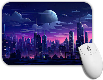 GROOFIEZ Night View Mouse Pad Non-Slip Rubber Base for PC Laptop (9x7 inch) Non Slip Base Mousepad(Black)