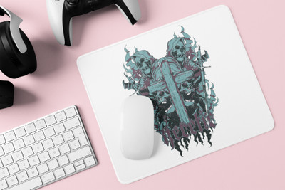 Rushaan 4 skull faces - Printed animated Mousepad for animation lovers Mousepad(White)