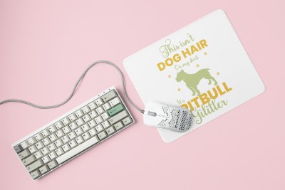 Rushaan Pitbull glitter -printed Mousepads for pet lovers Mousepad(White)