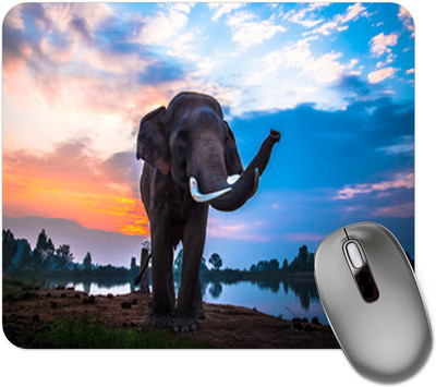 dk printing Elephant 123 Printed Mouse Pad Non Slip Base Mousepad(Black)