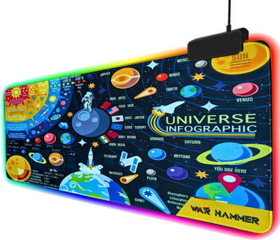 Warhammer GX6050 RGB 14 Light Modes Gaming Mouse Pad | Stitched Edges | RGB Mouse Pad Non Slip Base Mousepad(Multicolor)