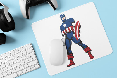 Rushaan Captain America standing - Printed animated Mousepad for animation lovers Non Slip Base Mousepad(White)