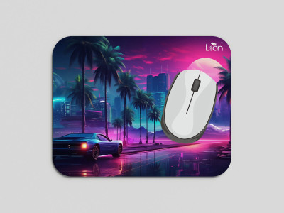leeon L-MP1-266-sunset-sports-car-city-palm-trees Non Slip Base Mousepad(Multicolor)