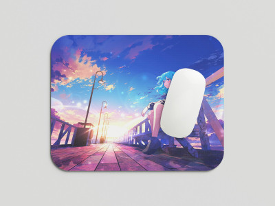 leeon L-MP1-166-Alone Girl Non Slip Base Mousepad(Multicolor)
